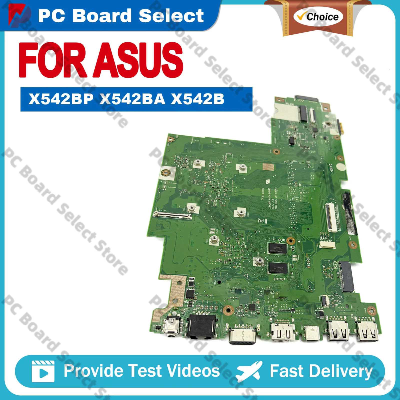 

X542BP Laptop Motherboard For ASUS VivoBook X542B A580B FL8000B X542BP Notebook Mainboard With A6 A8 A9 CPU 100% tests OK stk