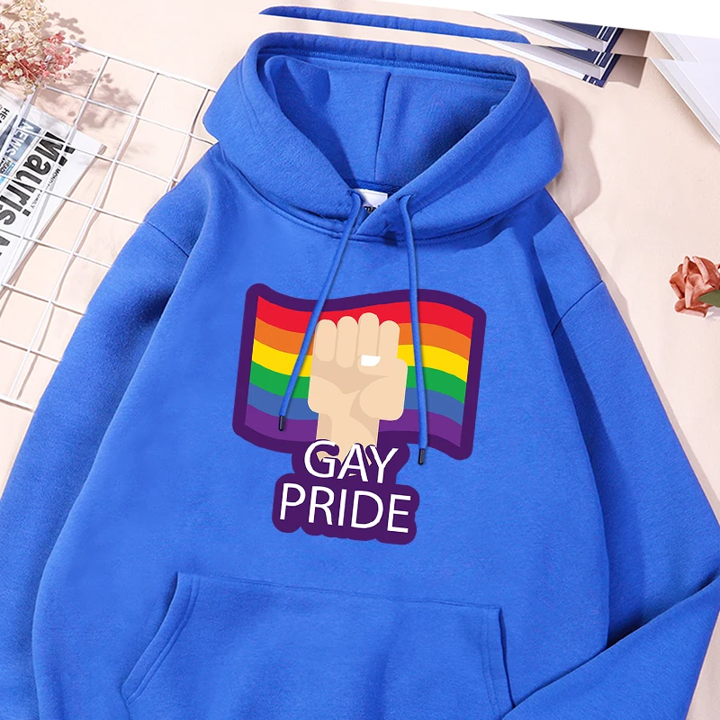 

Rainbow Flag Printing Hoody Mens Fashion Oversized Sweatshirt Unisex Versatile Daily Sportwear Comfortable Fleece Pocket Top