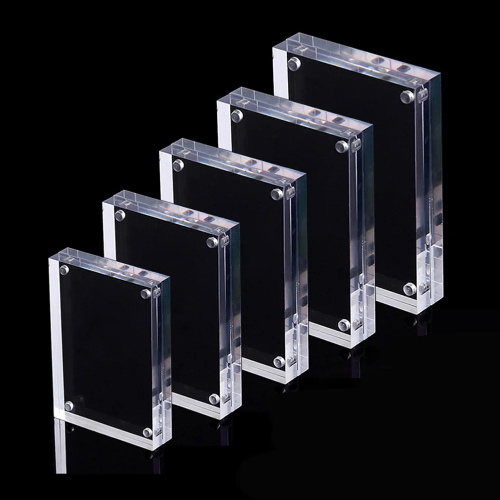 1pc Transparent Acrylic Picture Photo Frame Magnetic Poster Display Stand Photocard Holder Stand 5-10cm For Room Desk Home Decor