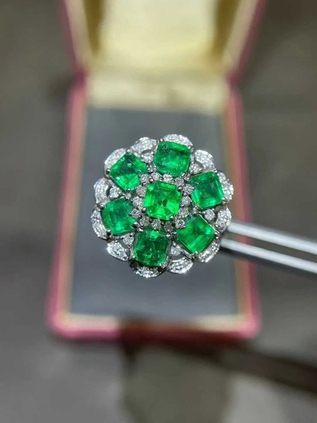 natural colombia emerald ring 18K white gold with real diamond GRC certificate fine women jewelry luxury genuine jewelry