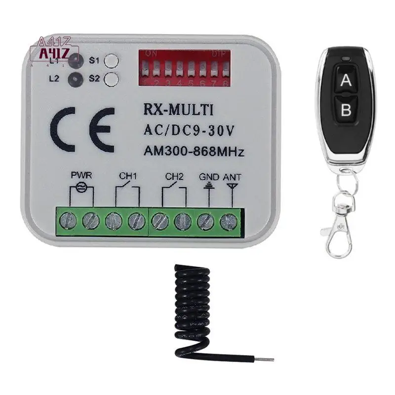 A41Z-Remote Control Switch Receiver 300-868Mhz Receiver Universal AC/DC 9-30V For Garage Door Control Garage Switch