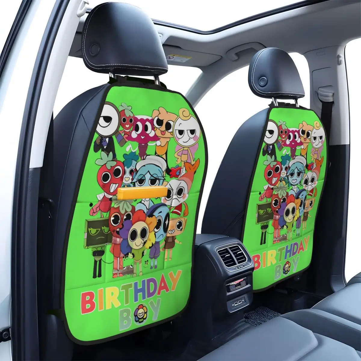 

Dandys World Birthday Boy Car Seat Back Protector Waterproof Anti Kick Dirty Mat with Storage Bag for Children Baby