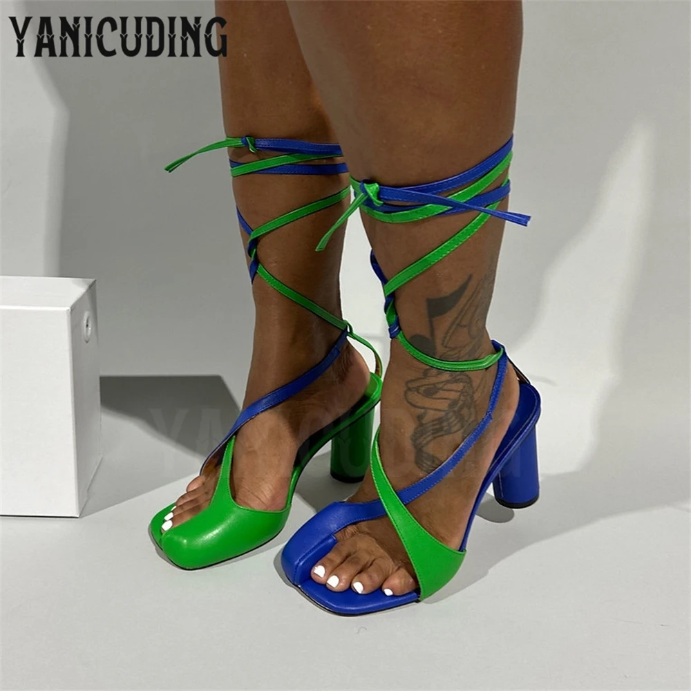 Split Toe Strappy Sandals Latest Designer Styles Lace up High Heels Strange Heel Summer Stilettos Customizable Colors for Women