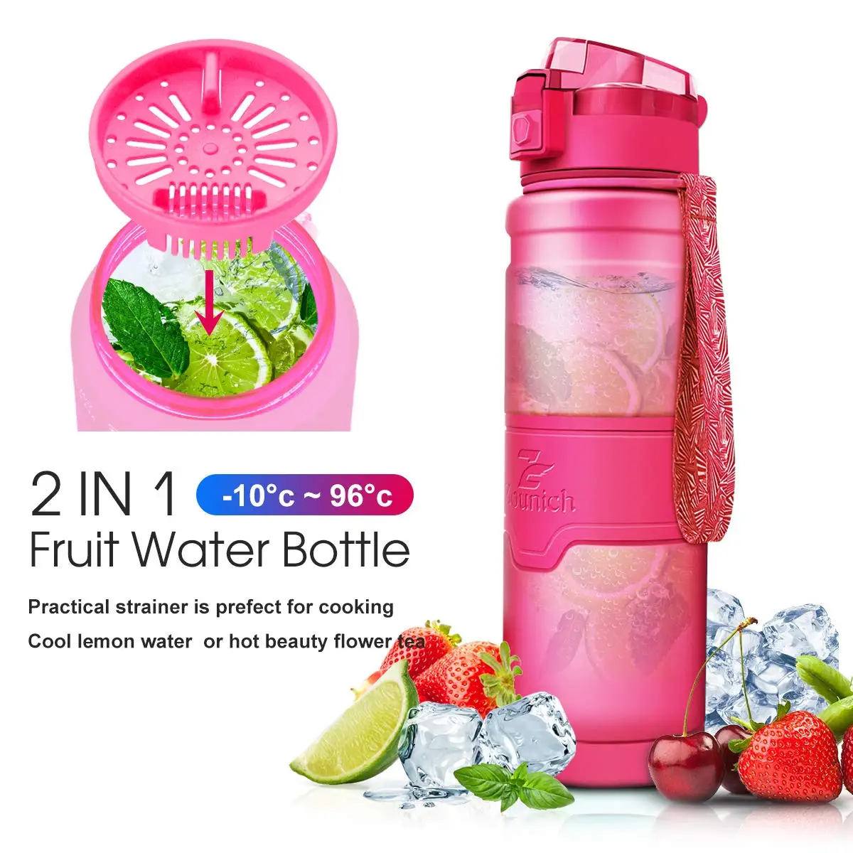 ZOUNICH Sports Water Bottle BPA Free Portable Leak-proof Shaker bottle My Bottle Tritan Plastic Eco-Friendly Drinkware