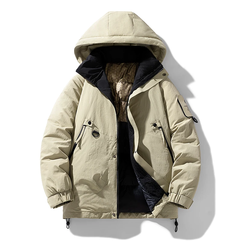 

Brand Parkas Men Oversized Hooded Parkas Coats 3 in 1 Loose Autumn Winter Long Sleeve Solid Color Korean Cotton Parka