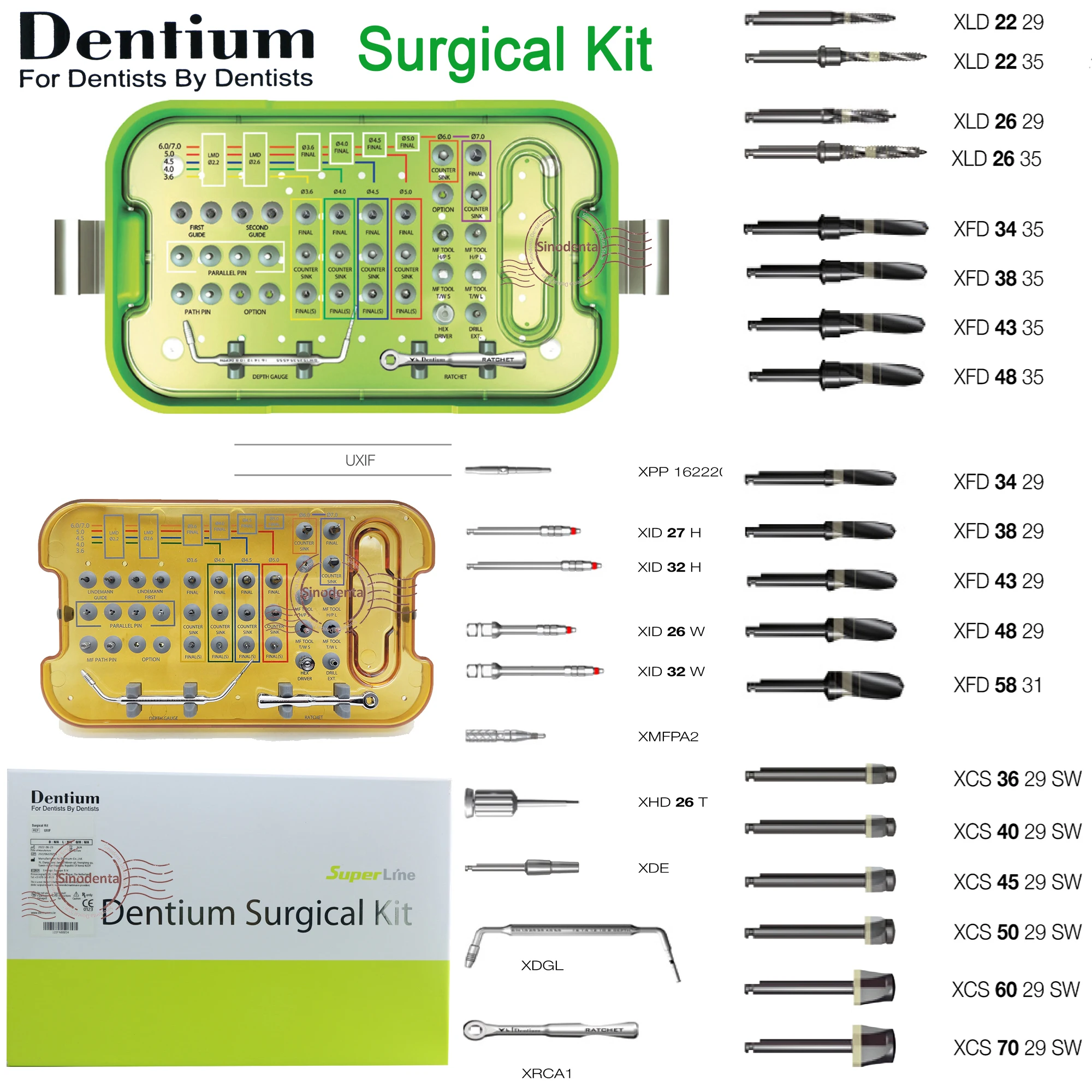 New Original Dentium Surgical Kit SuperLine & Implantium UXIF Dental Implant Instrument Drills for Implant Dentists Choice