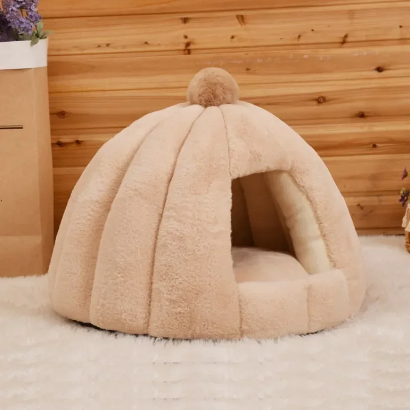 New Four Seasons Universal Cat Nest Round Semi Closed Plush Cat and Dog Nest Cat House Pet Supplies Beds Dog Beds for Small Dogs