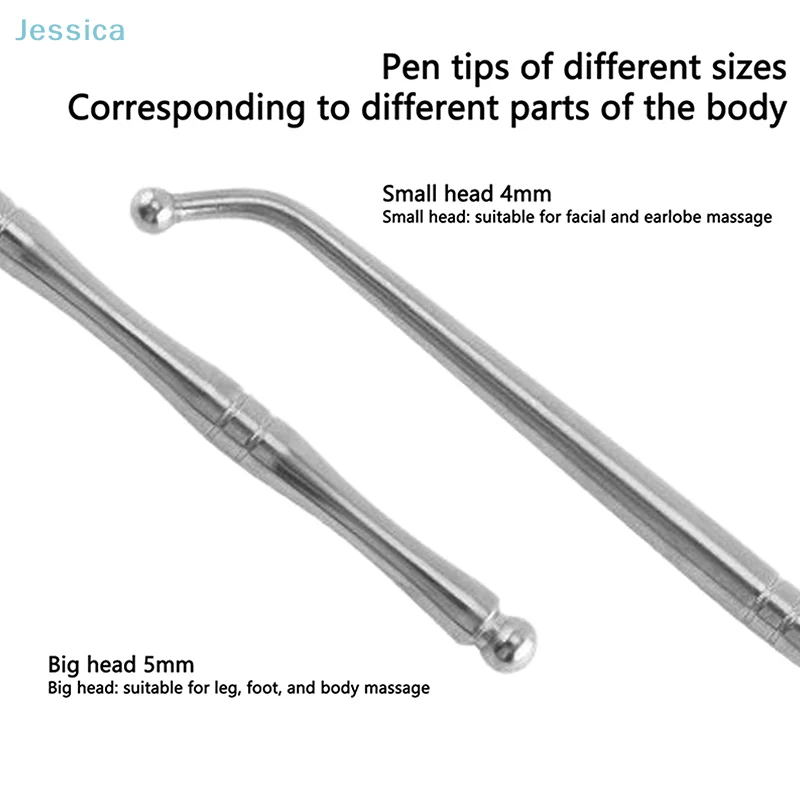 ♥ Rvs tweekoppige Acupunt Massage Pen, Oor Acupunt Detector Pen, Body Acupunt Tool Verlichten Lichaam Meridiaan Pijn