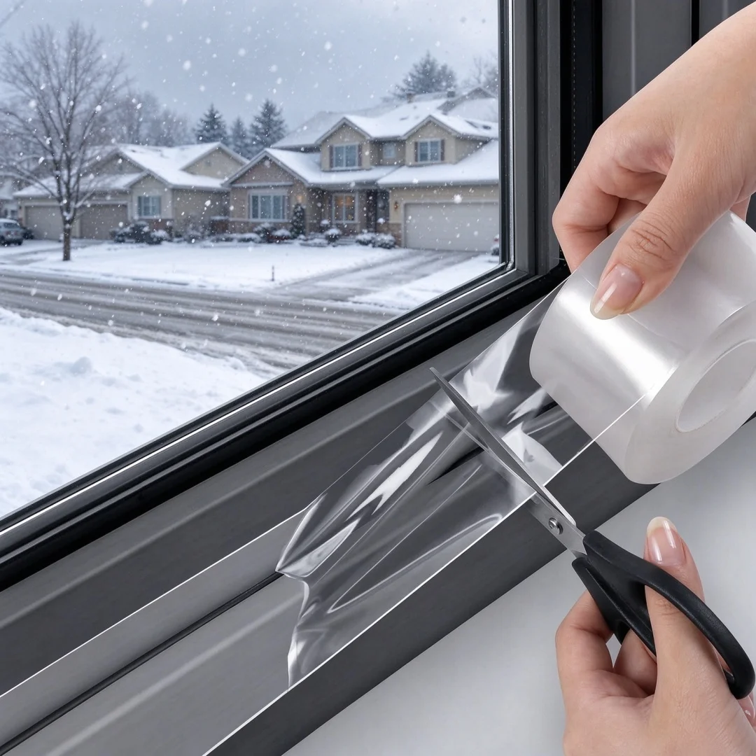 Window sealing tape, transparent windproof tape, suitable for ventilation windows and window air conditioners, with no residue