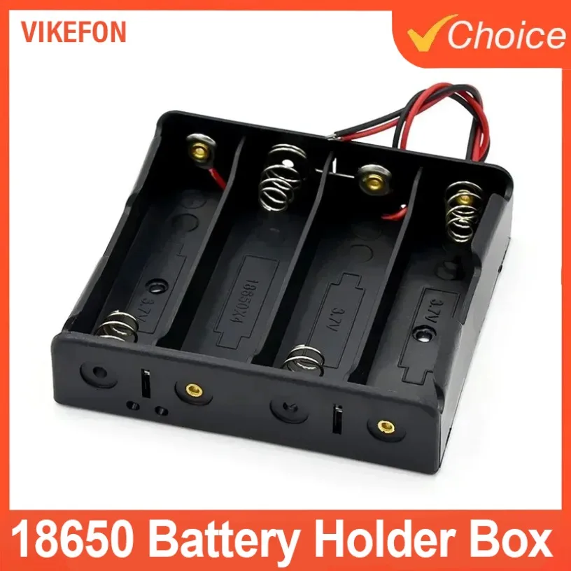 18650 Batterie-Aufbewahrungsbox, 1, 2, 3, 4 Steckplätze, ohne Gehäuse, EIN/AUS und 2 Steckplätze, mit EIN/AUS-Anschluss, schwarze rote Drähte