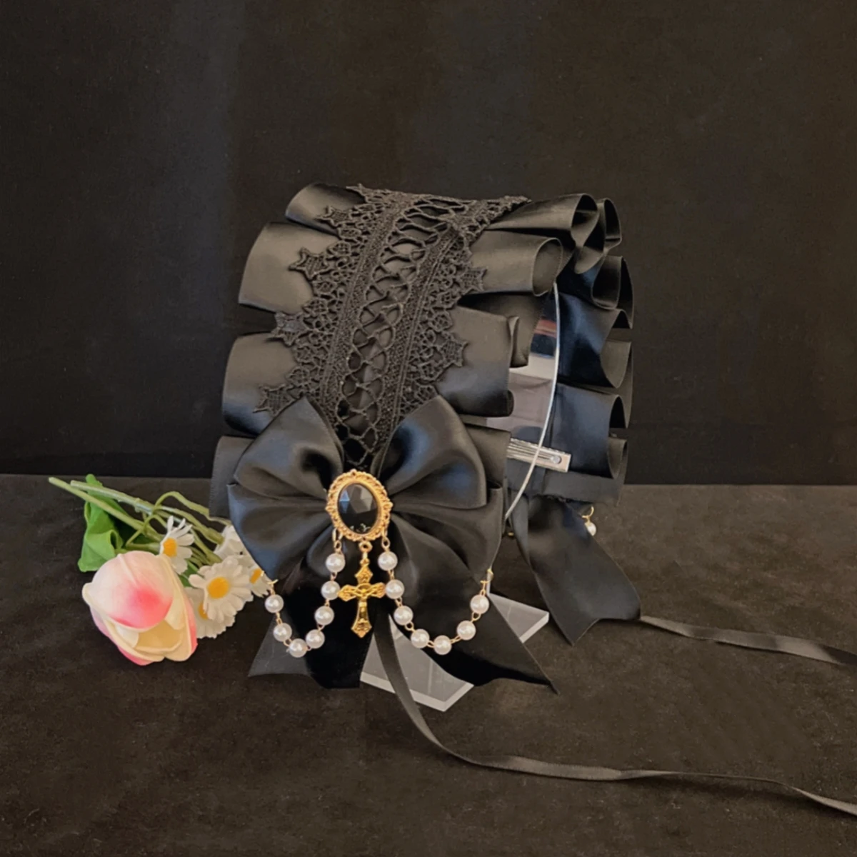 Gothic Women's Girls Exquisite Hair Accessories Lolita Japanese Maid Lace Headband KC Cute Bow Headwear