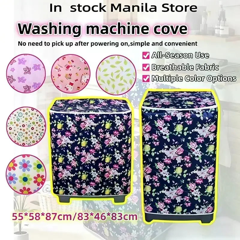 5KG-9KG Washing Machine Cover Waterproof PVC Top Loading Washing Machine Cover Zippered Roller Dustproof Sunscreen.