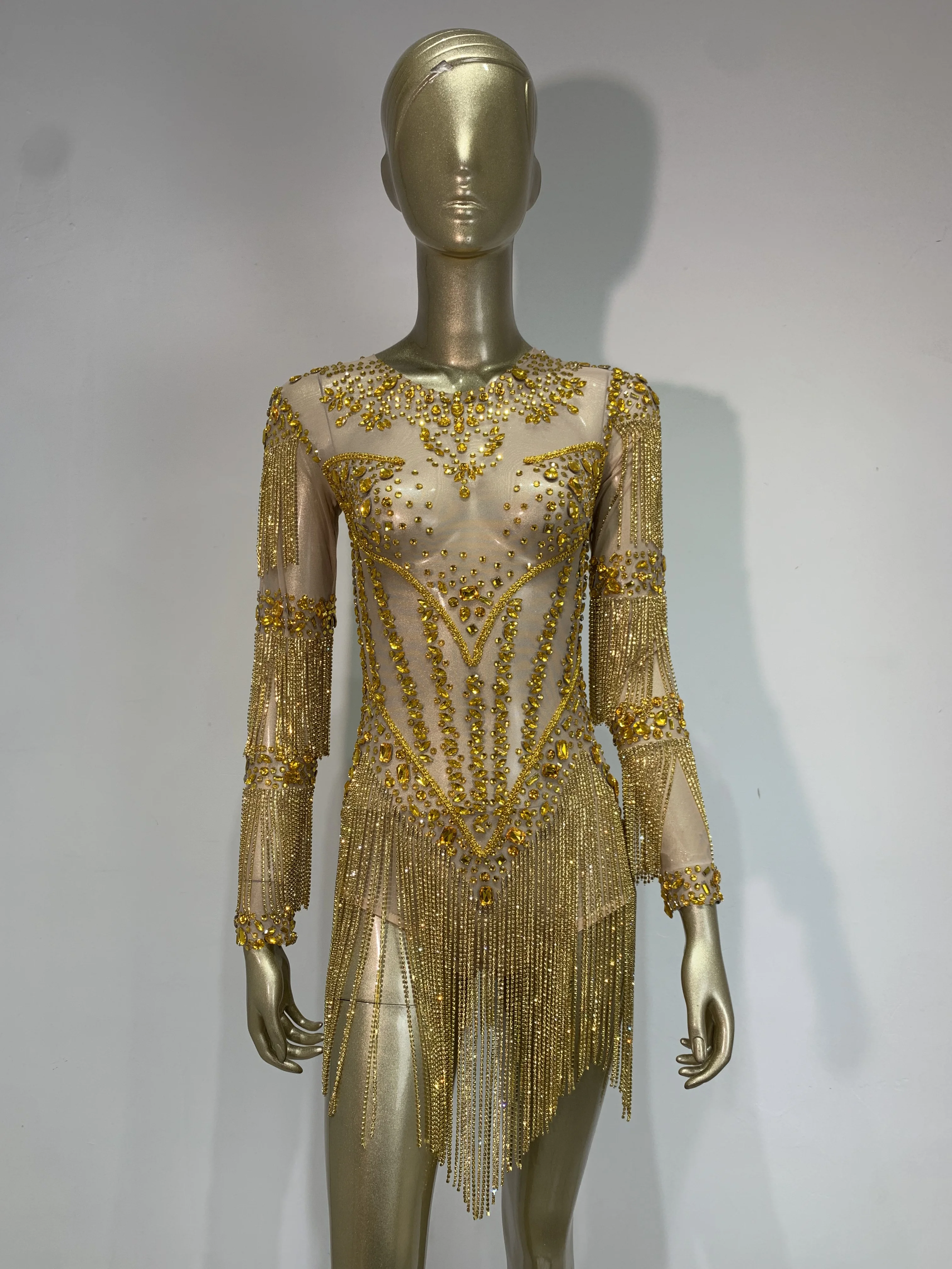 

Women Sexy High Quality Performance Dance Costume Nightclub Luxury Birthday Evening Party Wear Sparkly Rhinestone Bodysuit