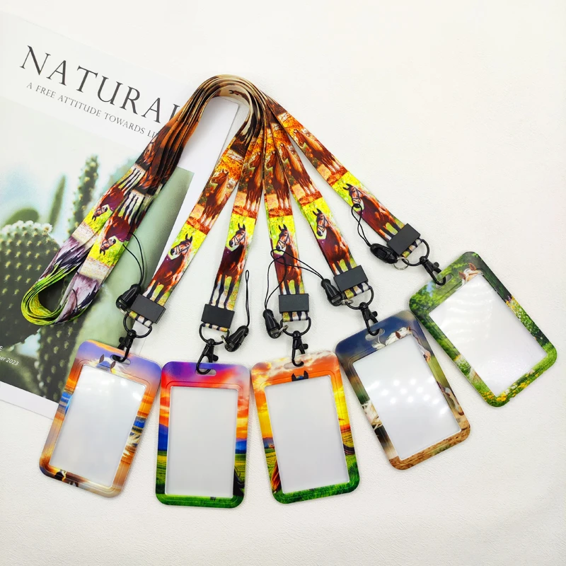 Cute Horse Credential Holder Cartoon Neck Strap Lanyards Key ID Card Gym Phone Strap USB Badge Holder Keyring Accessories Gifts
