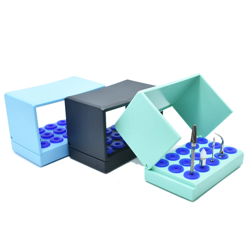 

Dental Scaler Tips Endo Files Disinfection Autoclavable Holder Box silicone with 15 Holes For Dental Tools