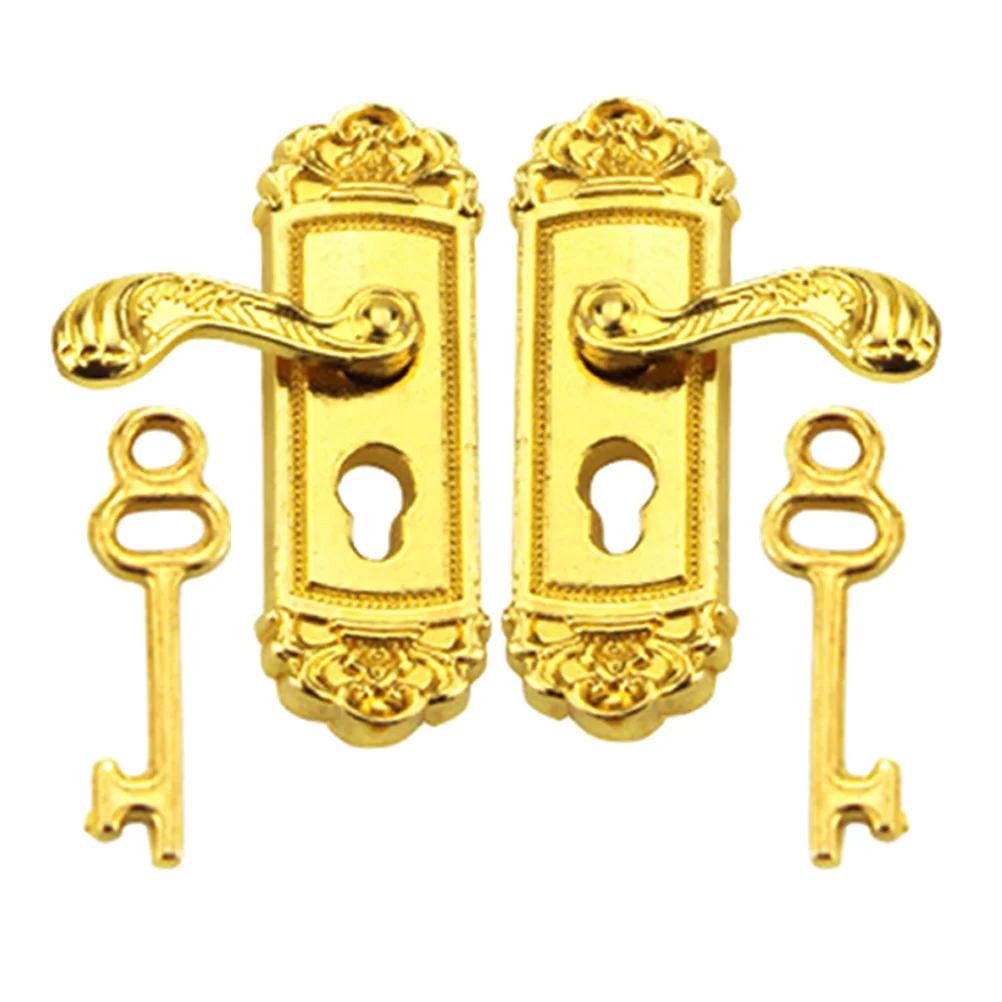 2 Sets Toy Room Dollhouse Accessories Tiny Zinc Alloy Miniature Locks with Keys