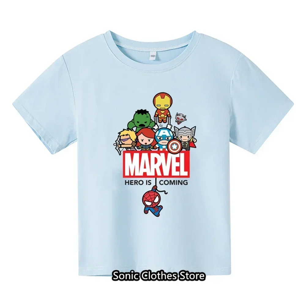 Spider Man Cartoon Boys and Girls 3-14 Year Old Children\'s Printed T-shirt Children\'s Summer Short sleeved Casual T-shirt Top