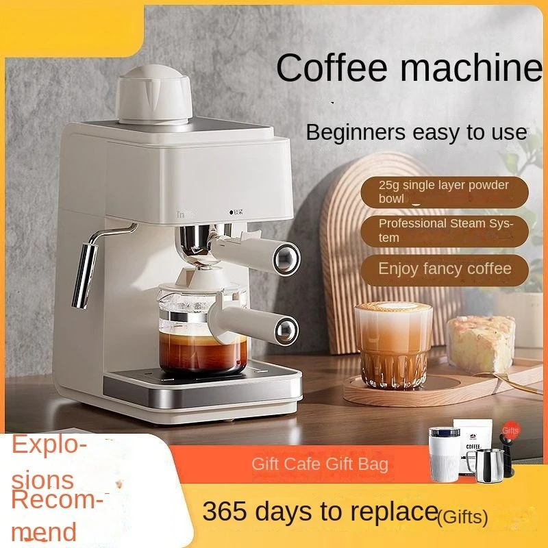 Stainless steel home small semi-automatic coffee machine electric manual programmable function brewing system