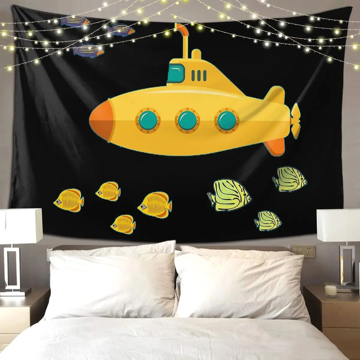 Beatle Submarine Tapestry Hippie Wall Hanging Aesthetic Home Decoration Tapestries for Living Room Bedroom Dorm Room