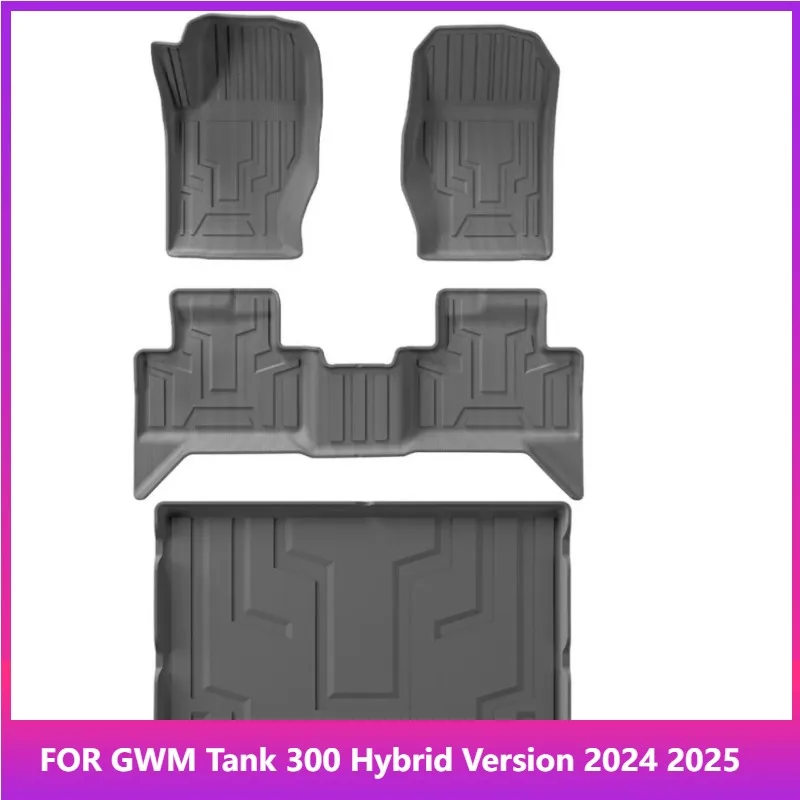 

Для GWM Tank 300 Hybrid Version 2024 2025 Автомобильные коврики для багажника Коврик для багажника TPE 3D Коврик для ног Всепогодные аксессуары Черный