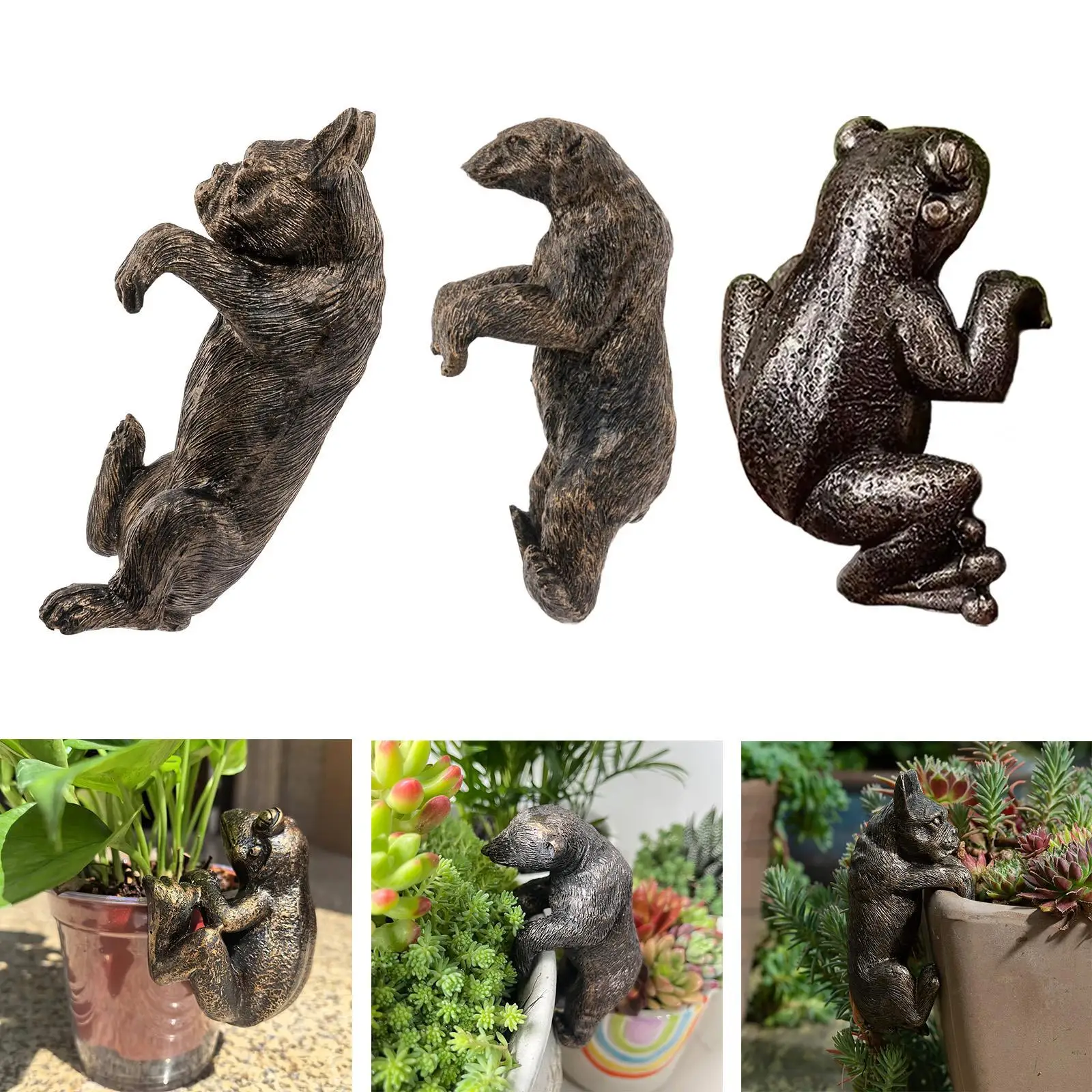Vaso di fiori appeso statua in resina piccolo animale ornamento casa pianta decorazione statua per