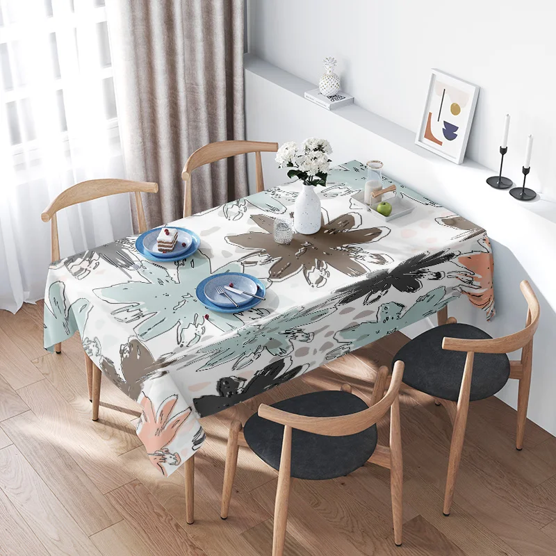 

Home Decoration Floral Print TableclothModern Design for Dining Room Furniture, Waterproof Protection Cover Multi-Color Pattern