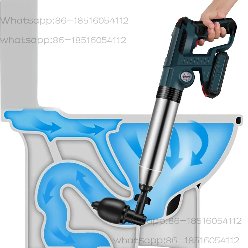 Toilet cleaning pressure pump high pressure serpentine drain unclogging plunger toilet plunger gun
