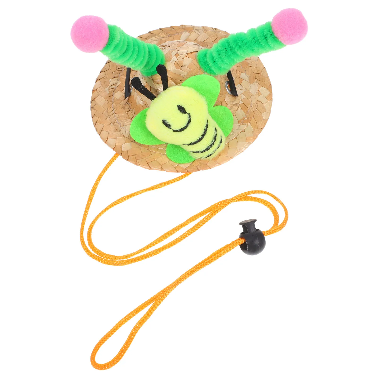 

Tiny Straw Hat For Hamster 5.2Cm Inner Diameter Adjustable Bee Party Theme Mini Woven Pet Hat Small Animals Cosplay