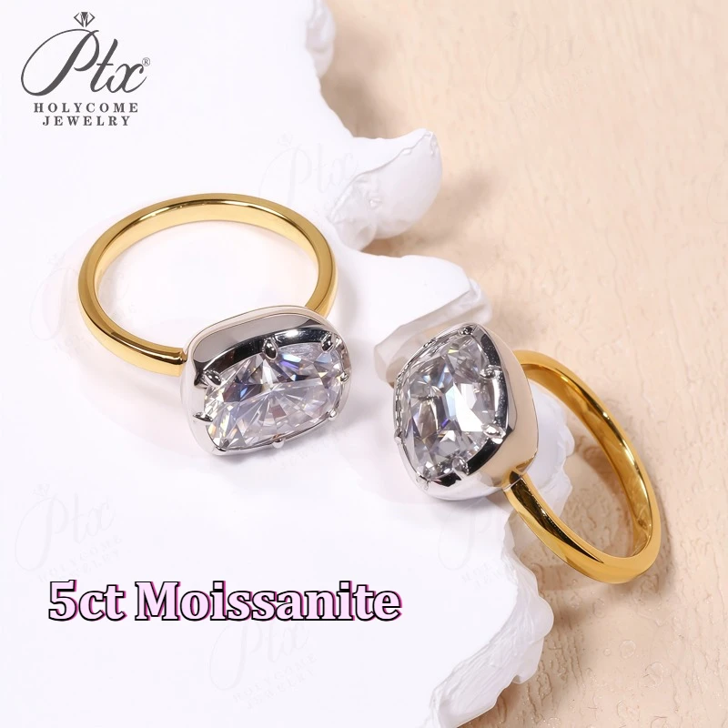 

Обручальные кольца 5 карат с муассанитом и бриллиантом D, цвет, дробленый лед, европейская огранка, удлиненная форма подушки, серебро 925 пробы, золото 10 карат, 14 карат, 18 карат