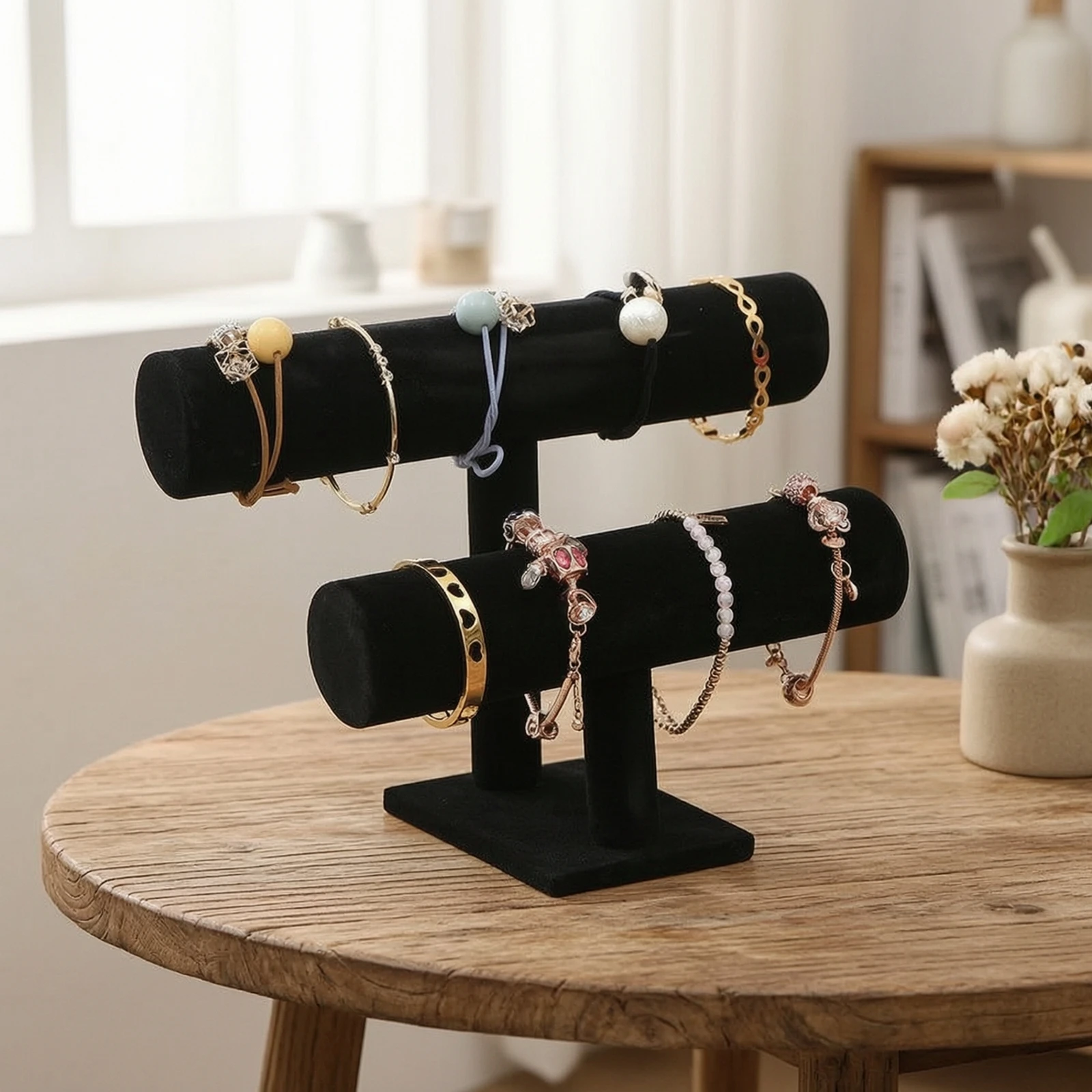 Bracelet Display Stand Compact Bracelet Holder with Rectangular Base Bangle Organizer Space-Saving Watch Stand Sleek for Dresser