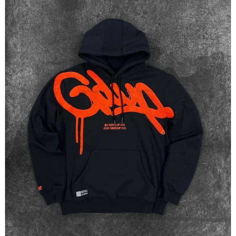 Colorful Retro Punk Letter Embroidery Casual Loose Hoodie Men 2025 High Street Trend Y2K Harajuku Oversized Sweatshirt Women