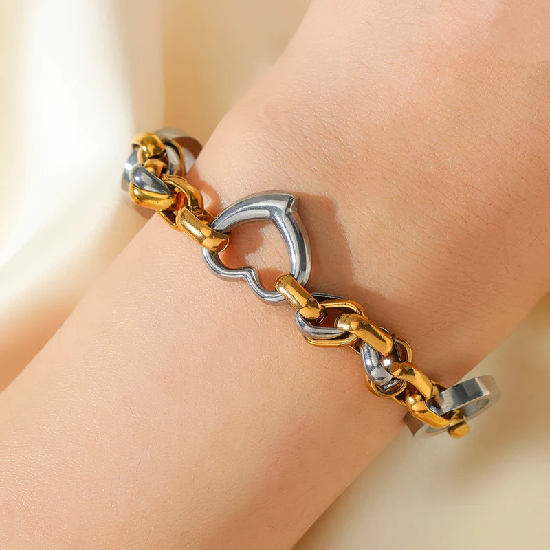 EILIECK 316L Edelstahl Silberfarbenes Herz-Liebes-Charm-Armband für Frauen, Trendiges Wasserdichtes Handgelenk-Schmuckstück, Geschenk für Damen – Detail 6