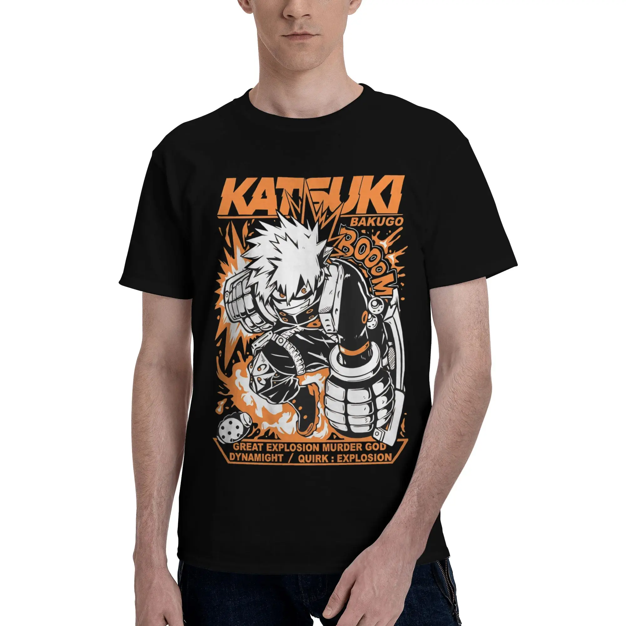 The boom hero  Funny Graphic 100% Cotton T-Shirt Bandai My Hero Academia Tees Tops For Men