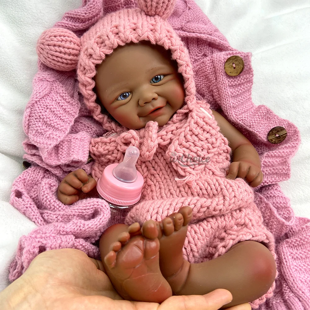 

Adorable 17Inch Silicone Reborn Baby Girl Vivienne Dark Skin Realistic Doll With Visible Veins Cuddly Toy For Kids Birthday Gift