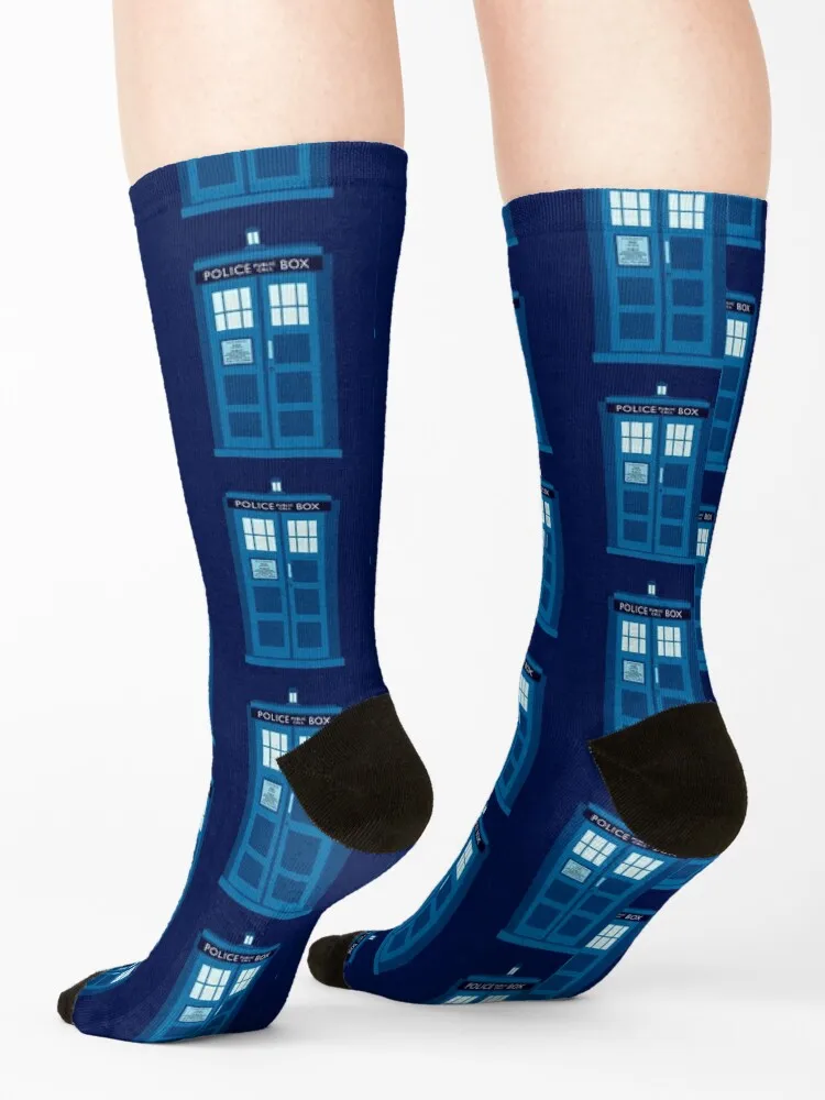 The Doctor Police Box Socks winter kawaii set Boy Socks Women's