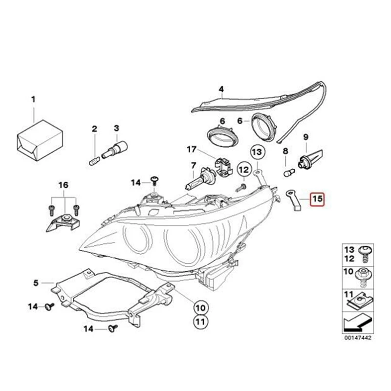 Front Headlight Bracket Repair Kit Clip 1 Pair Left And Right For-BMW 5 Series E60 E61 2003-2010 63126949633 63126949634