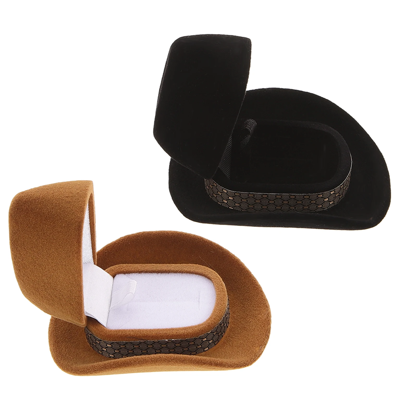 2Pcs Ring Box Jewelry Storage Box Hat Shape for Engagement Wedding Proposal Rings Holder Compact Lightweight Travel Home