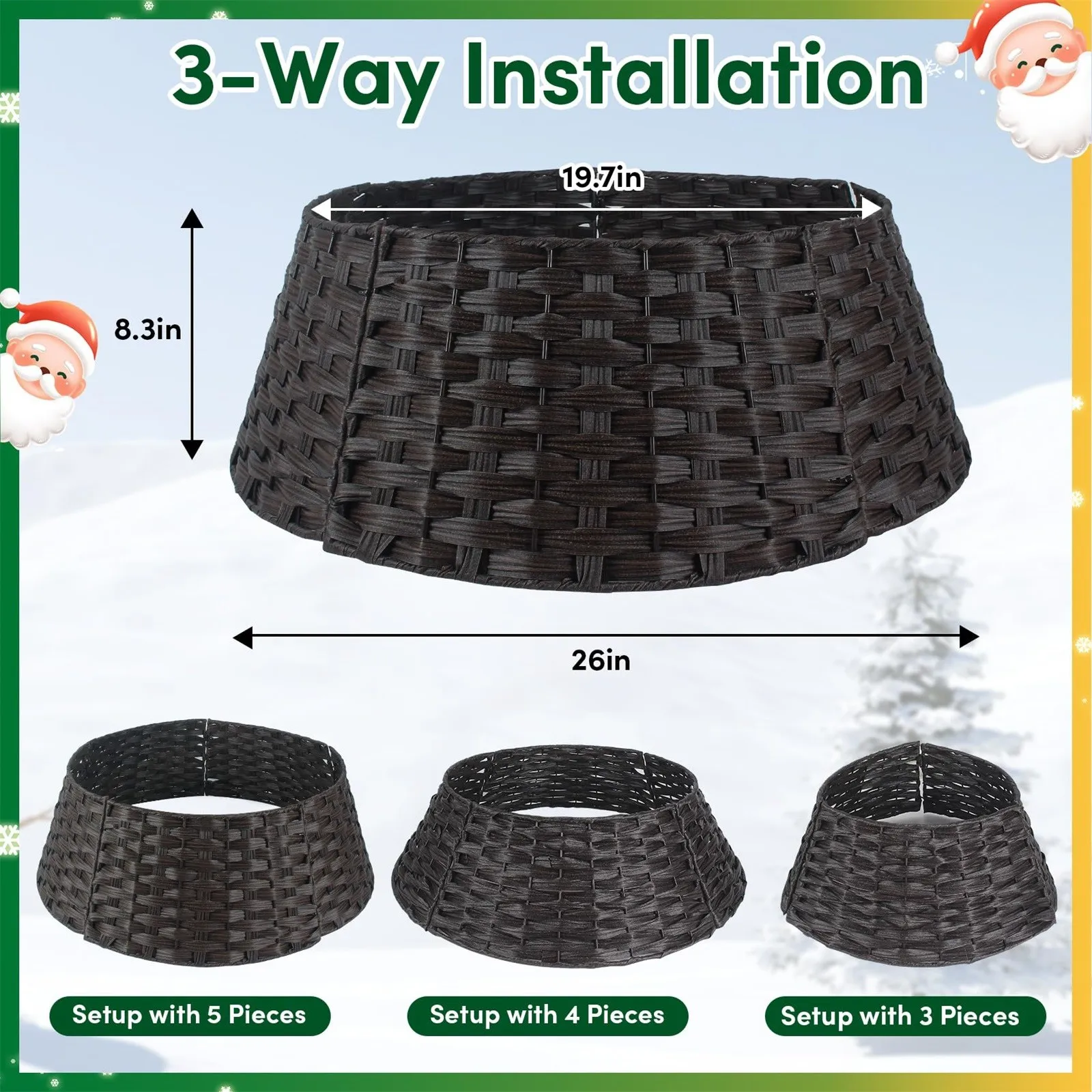 Artificial Rattan Christmas Tree Skirt Base Cover Ornaments for Parties Decorative Home Decor Rustic Christmas Tree Collar