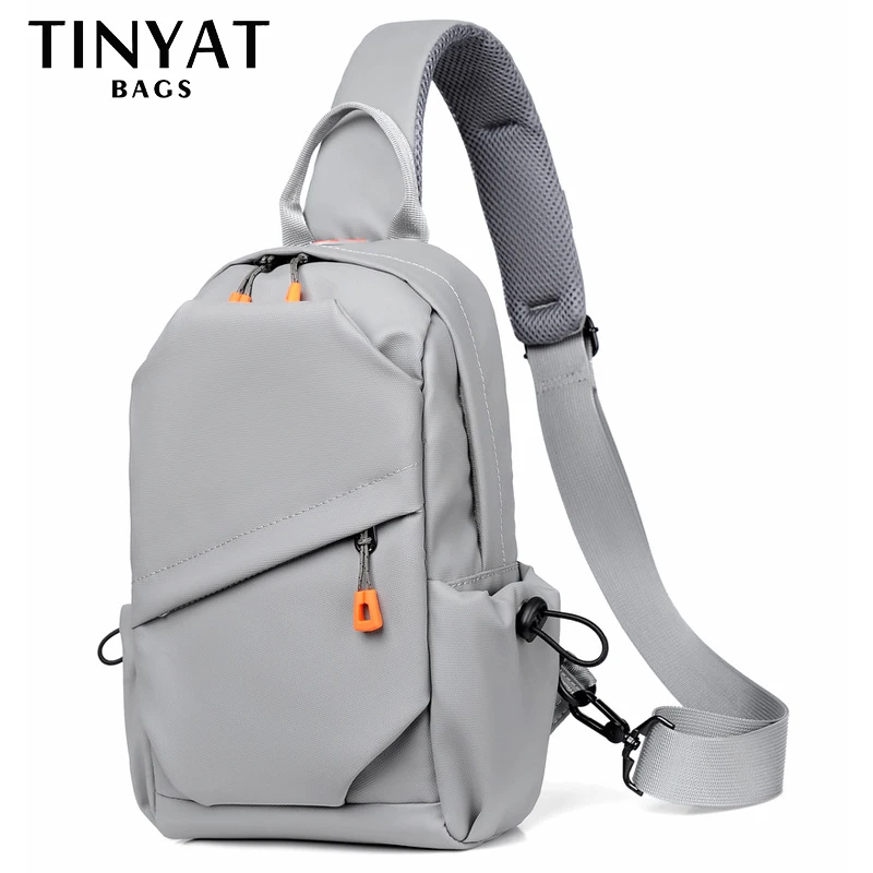 TINYAT Large Capacity Chest Bag Man Phone Money Ipad Sling Bag Waterproof Crossbody Bags For Men Casual Travel Shoulder Bag