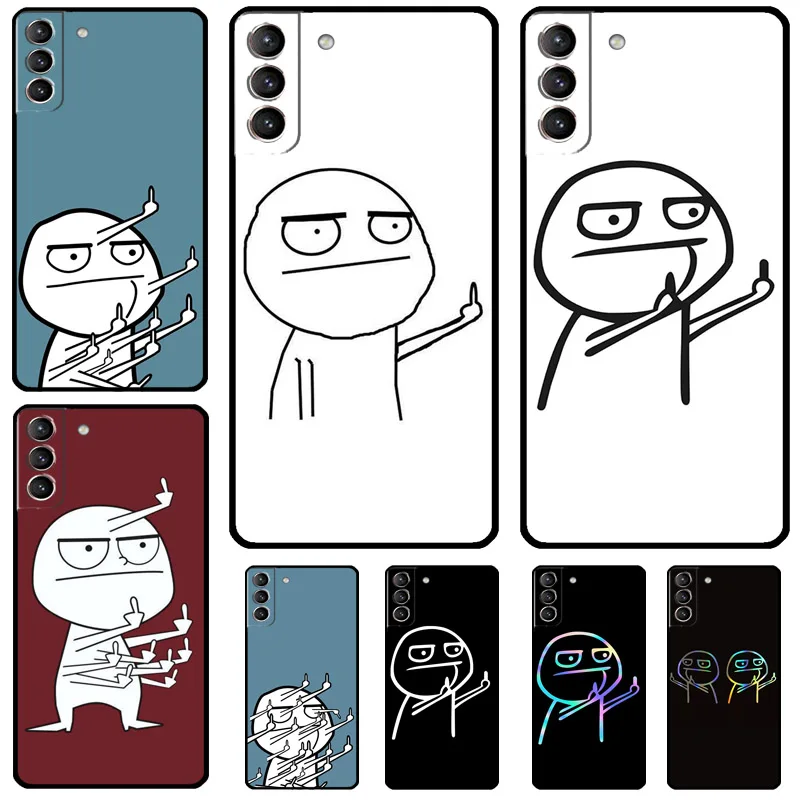 Funny Man Middle Finger Case For Samsung Galaxy S24 Ultra S23 Ultra S22 S21 S20 FE S8 S9 S10 Plus Note 10 20 Cover