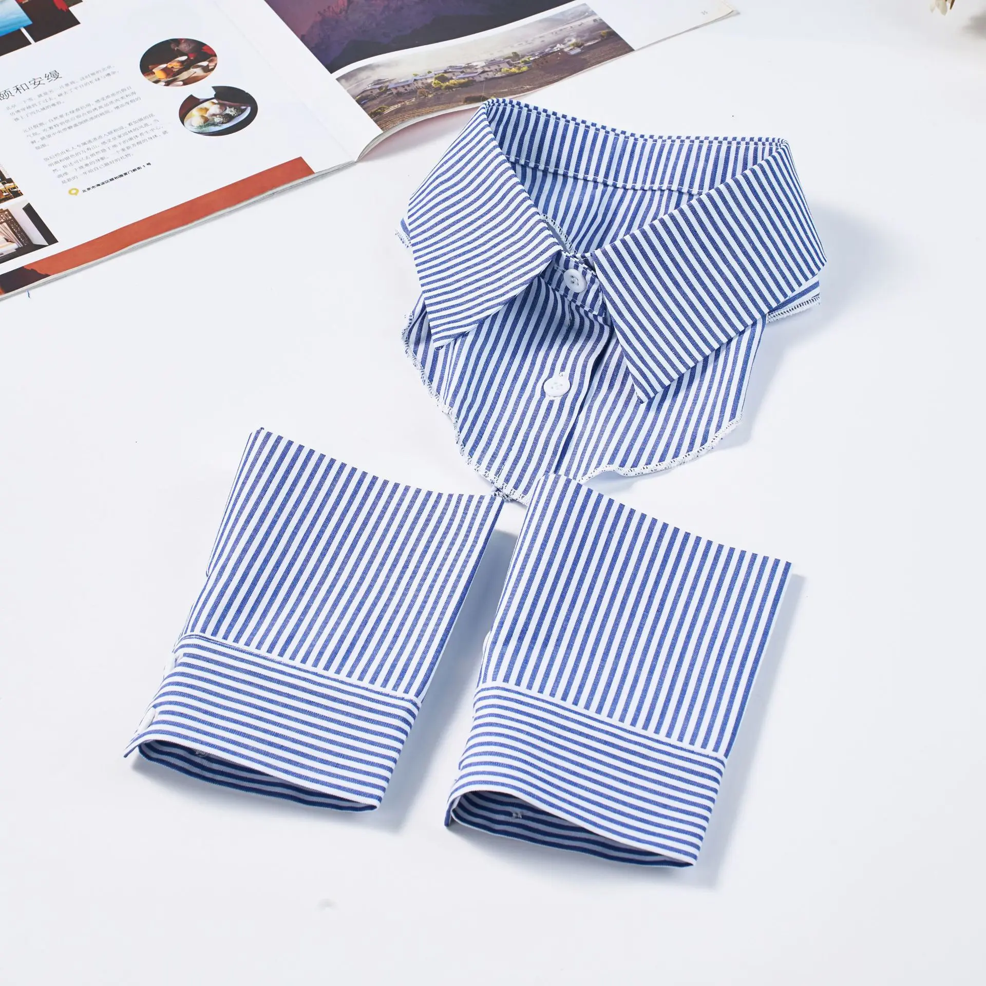 Модный простой полосатый клетчатый воротник с рукавами, комплект из трех предметов, внутренний свитер, футболка с искусственным воротником, унисекс