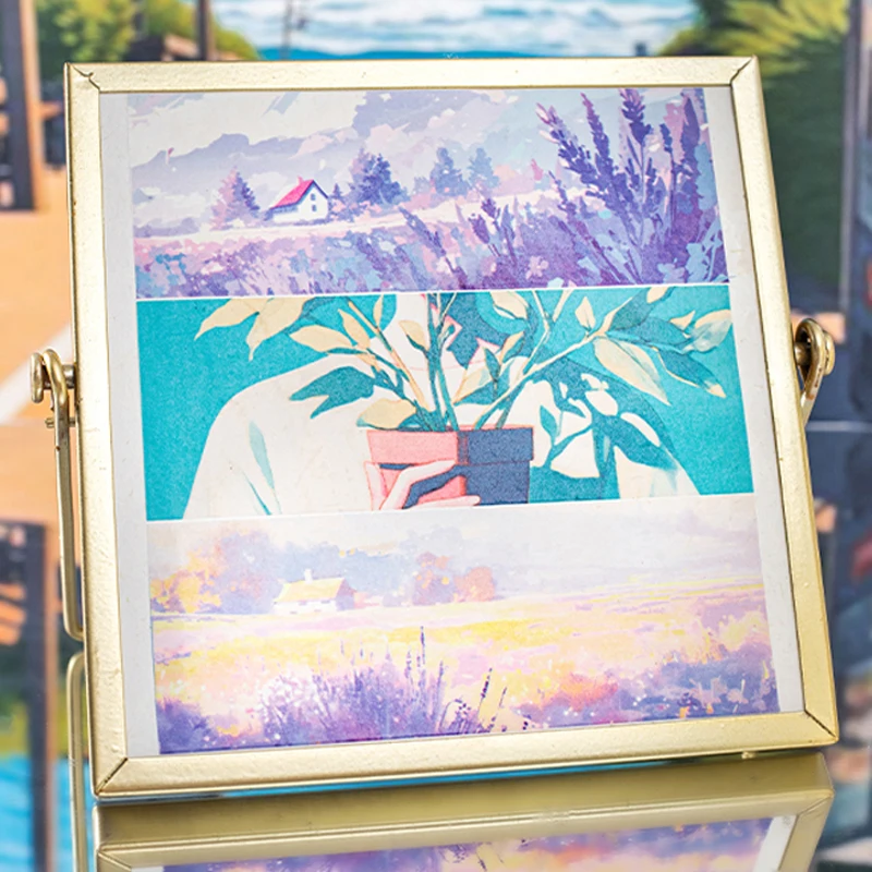 3 rolos/3 sacos de fita de tema de paisagem de cura crepúsculo manga série fita de beleza manual diy moldura de foto cartão de diário fita decorativa