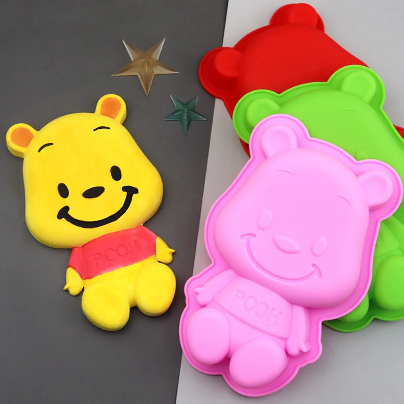 Single Hole Bear Silicone Cake Mold, Puffed Biscuit, Cartoon Anime Series, Silicone Moulds 513