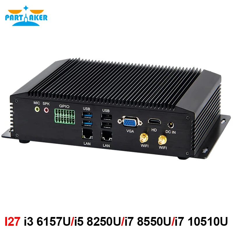 산업용 미니 PC 인텔 코어 i7 8550U i5 8250U i3 7167U i5 7267U 함께 6COM RS232 RS422 RS485 HDMI VGA GPIO PS2 포트