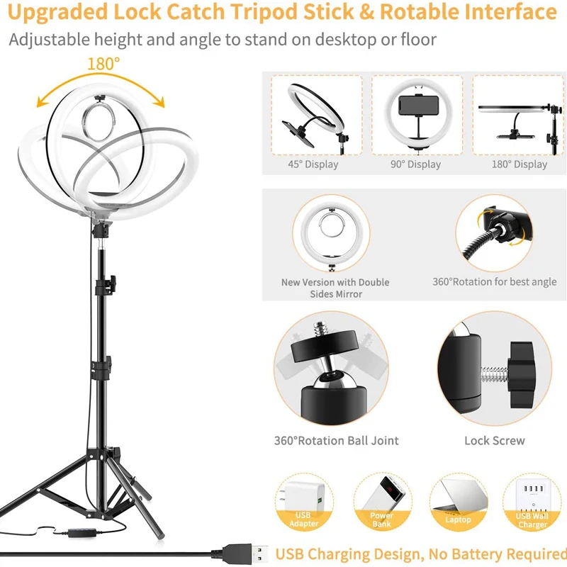 Photography Dimmable LED Selfie Ring Light With Phone Clip USB Plug For Tiktok Youtube Video Live Fill Lamp Photo Studio Light