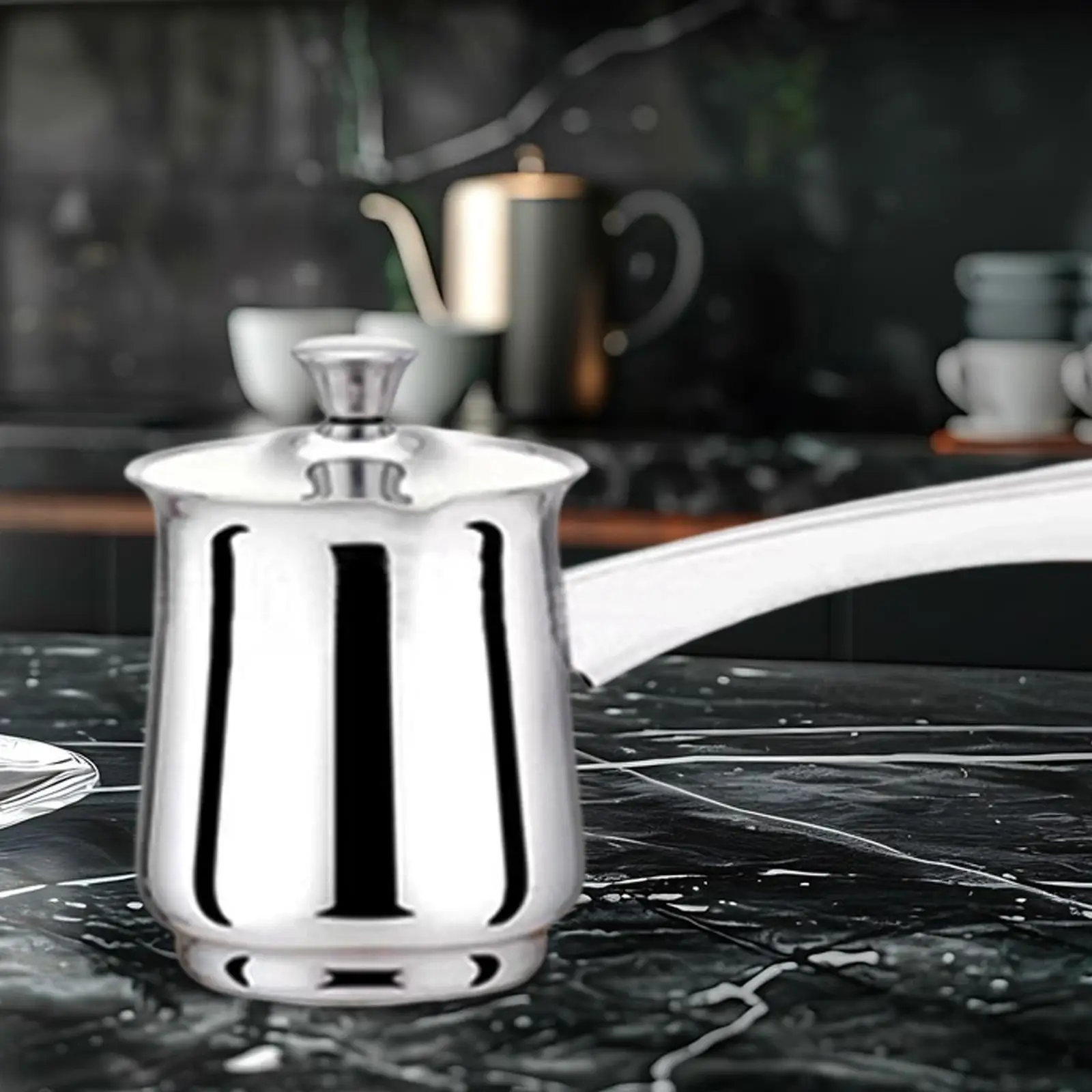 Turkish Coffee Pot Coffee Server Butter Melting Pot Stainless Steel for Delicious Daily Household Travel Office Camping