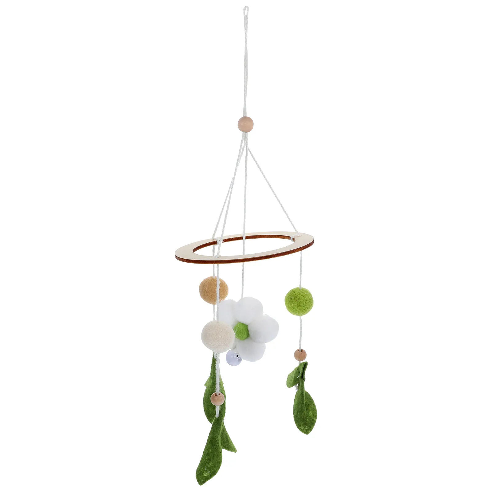 Sino de Vento para Berço com Padrão de Flores Trançadas, Material de Feltro Premium, Seguro e Amigável à Pele, Decoração para Quarto de Bebê, Pendente para Parede ou Porta