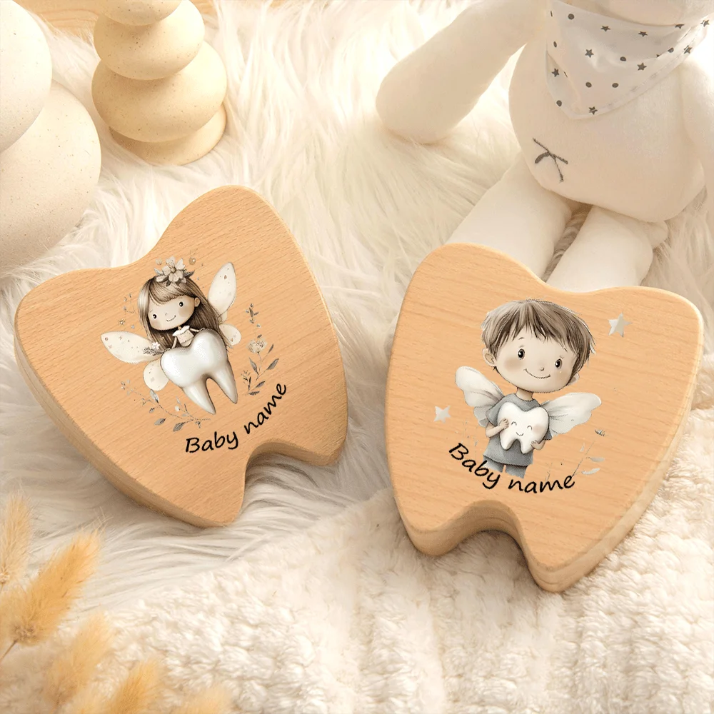 

Деревянная коробка для хранения детских зубов на заказ, деревянная коробка для детских зубов, подарок на память для молочных зубов, подносы для зубов феи, подарок для детей