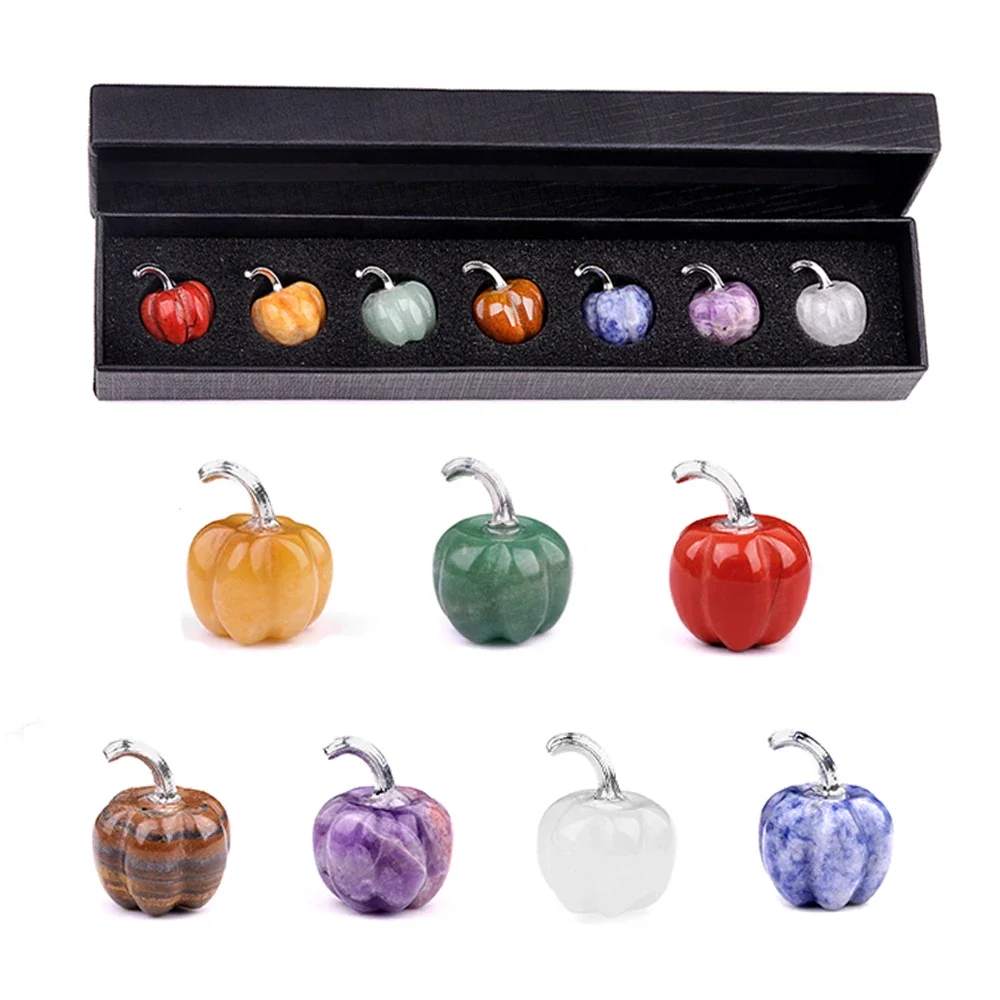 

Natural Stone Stone Pumpkin Gift Set Halloween Set Gift Spooky Quartz Gems Decor Craft Thanksgiving Gems Ornament Jewelry Gifts