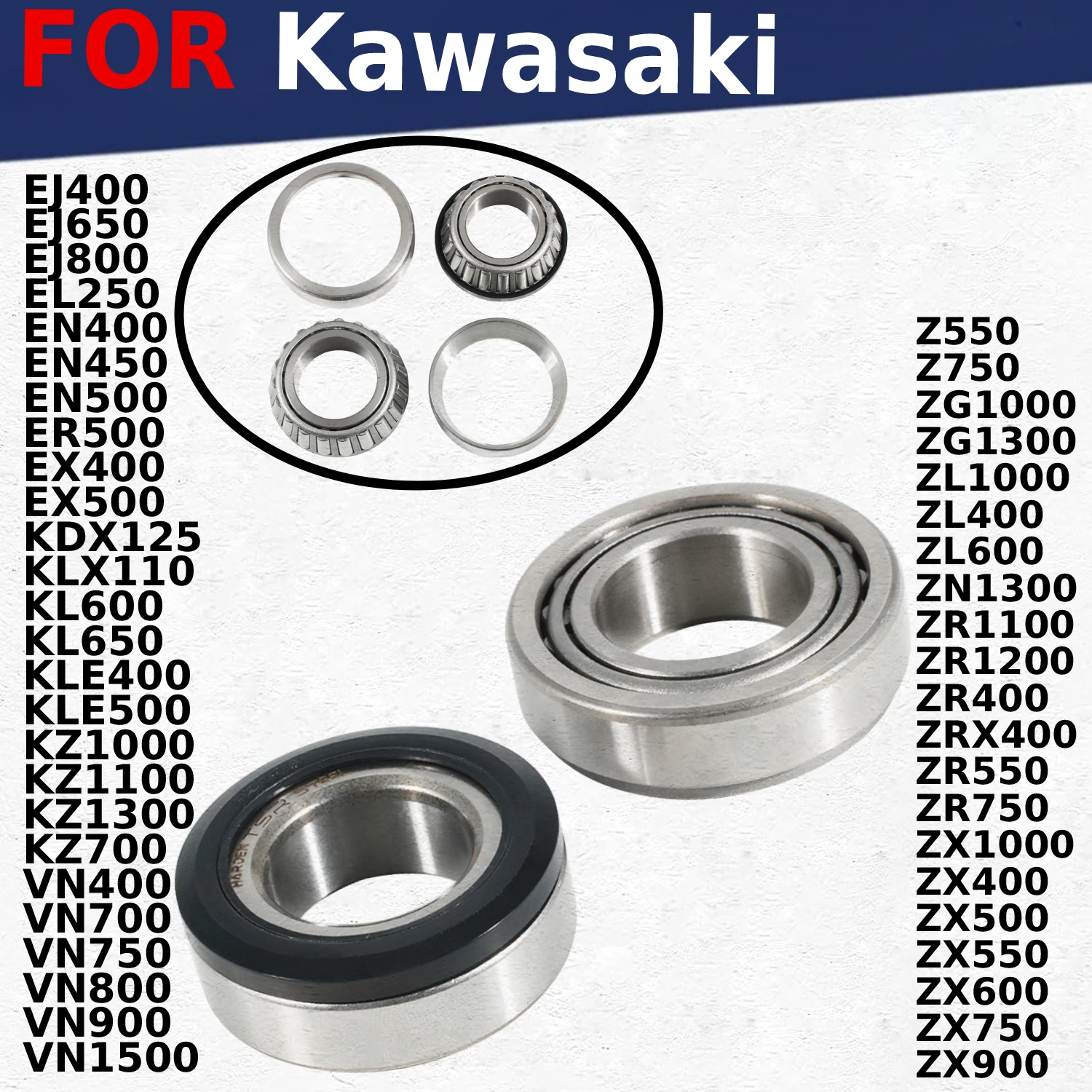 

Steering Head Bearing Kit For Kawasaki KL650 KLX110 KLE400 KLE500 KZ1000 KZ1100 KZ1300 KZ700 KZ750 VN400 VN700 VN750 VN800 CSR